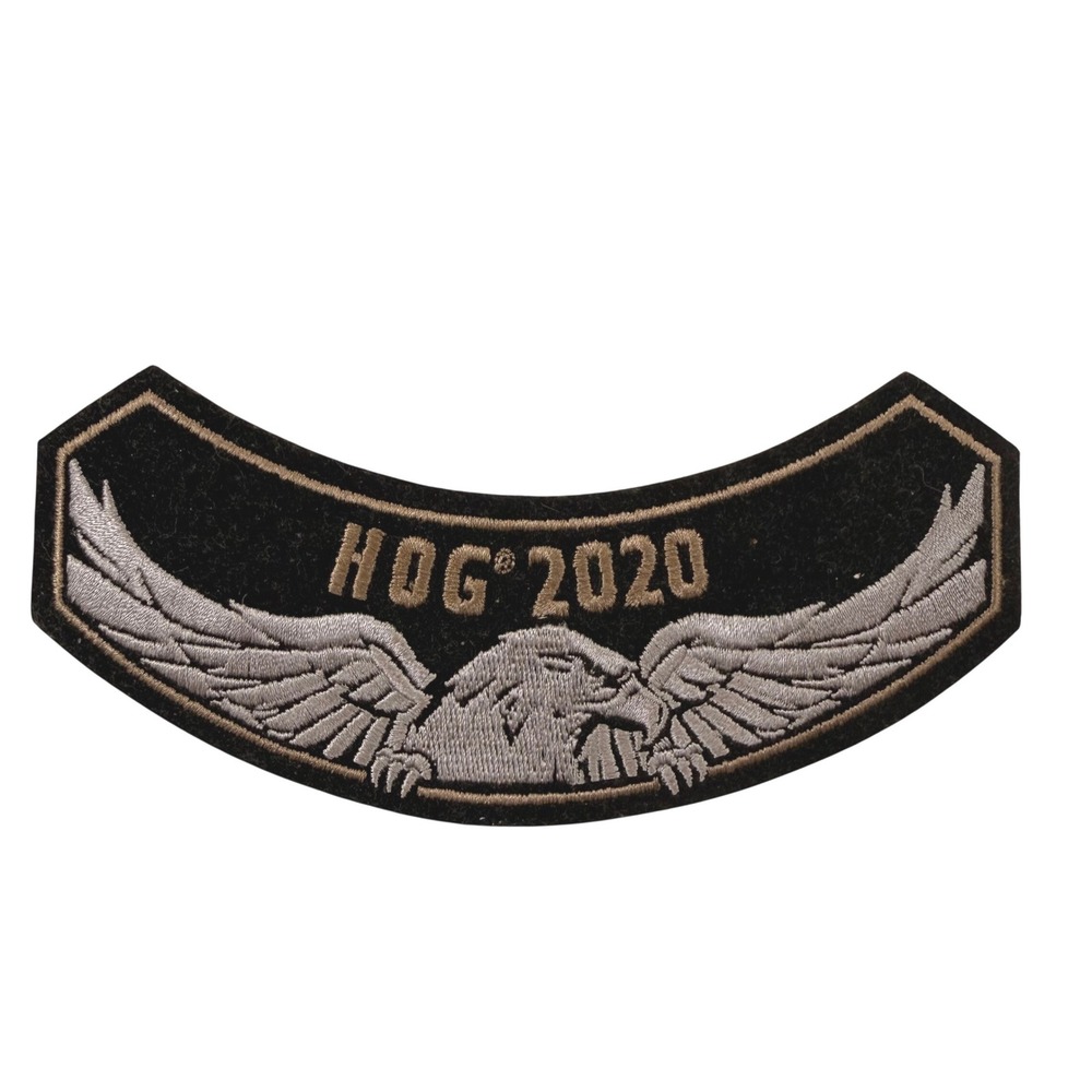 Harley Davidson HOG 2020 Rocker Patch Embroidered Eagle Silver Black‎ Gold